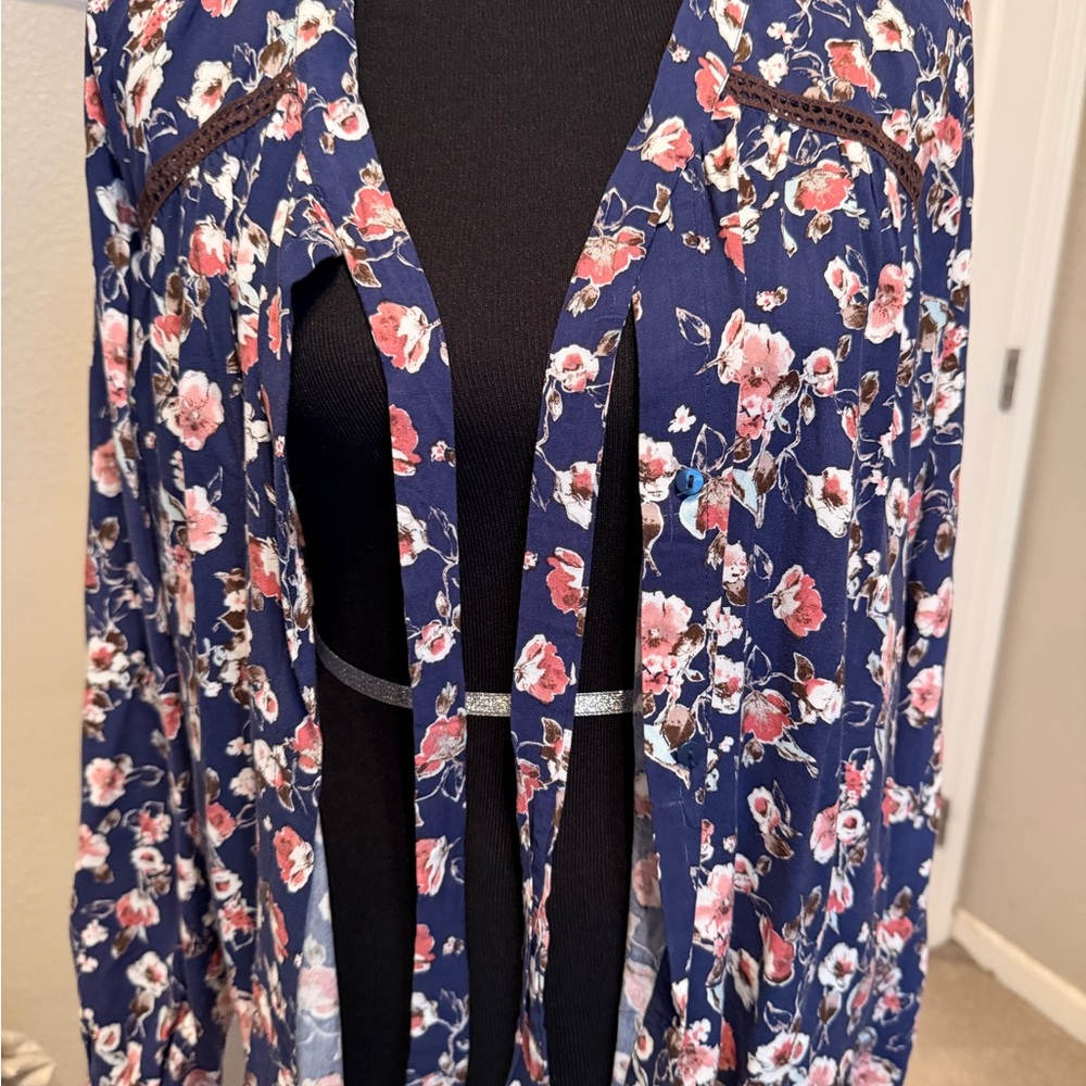 Blue Bird Denim Floral Top